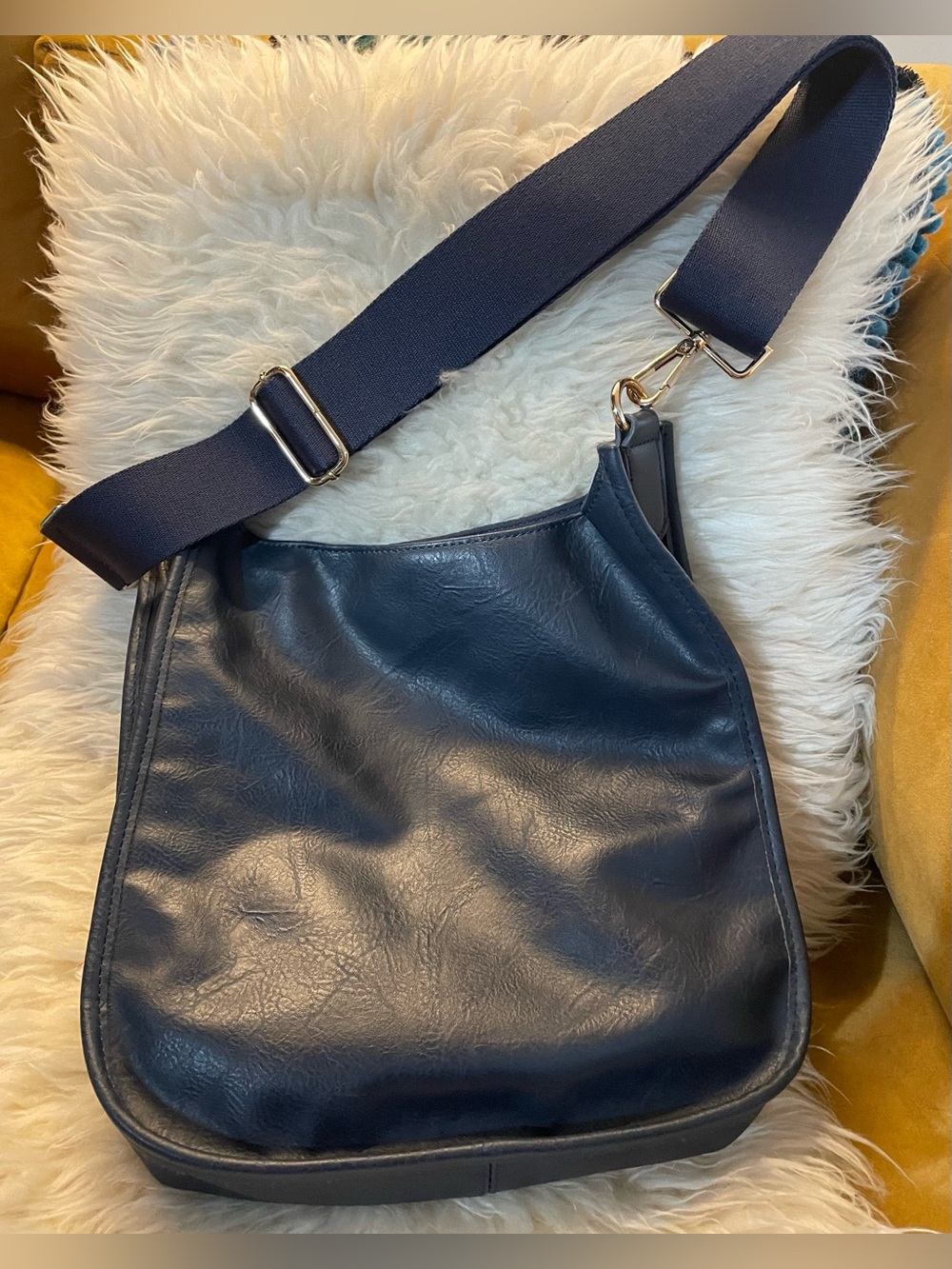Ah-Dorned Crossbody Handbag Navy Blue  w/Guitar Strap